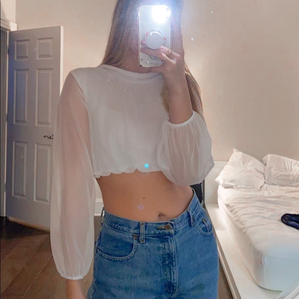 ✨SOLD✨ Sheer long sleeve crop top